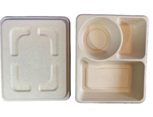 3Grid डिस्पोजेबल लंच बॉक्स, Takeaway Biodegradable पैकेजिंग बॉक्स