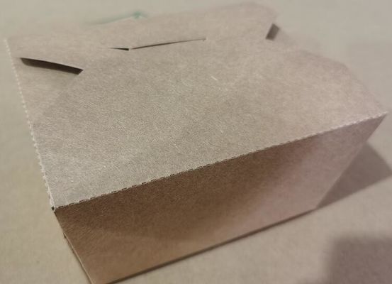 1600 मिलीलीटर डिस्पोजेबल क्राफ्ट पेपर लंच बॉक्स, पर्यावरण के अनुकूल स्क्वायर सलाद लंच बॉक्स