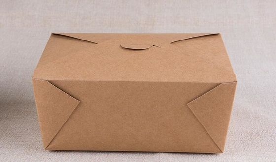 पीई फिल्म लेपित क्राफ्ट पेपर लंच बॉक्स, 1100 मिलीलीटर तेल सबूत डिस्पोजेबल पैकिंग बॉक्स