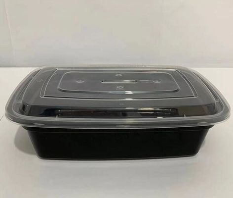 काले 1000 मिलीलीटर माइक्रोबैवेबल डिस्पोजेबल पीपी प्लास्टिक खाद्य कंटेनर