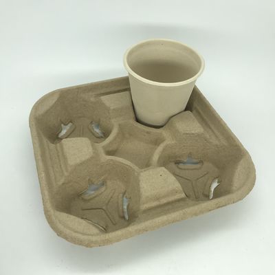कॉफी कप ट्रे बायोडिग्रेडेबल पल्प 2 और 4 पेपर कप वाहक शिपिंग दूर ले जाने के लिए