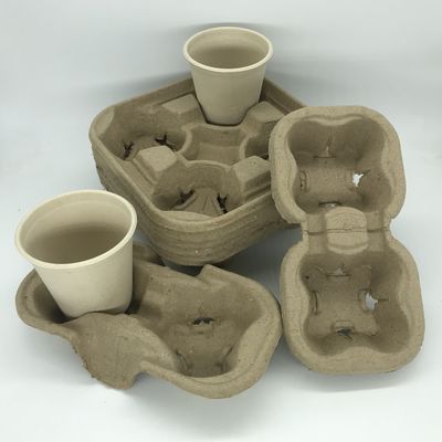 कॉफी कप ट्रे बायोडिग्रेडेबल पल्प 2 और 4 पेपर कप वाहक शिपिंग दूर ले जाने के लिए