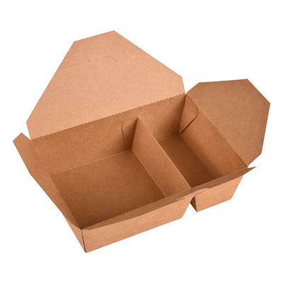क्राफ्ट पेपर 2 3 कम्पार्टमेंट लंच बॉक्स खाद्य कंटेनर डिस्पोजेबल ले लो