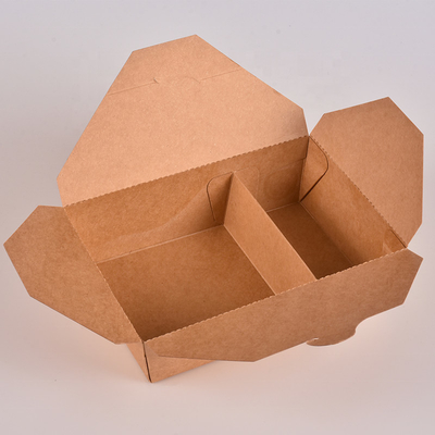 क्राफ्ट पेपर 2 3 कम्पार्टमेंट लंच बॉक्स खाद्य कंटेनर डिस्पोजेबल ले लो